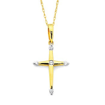 Yellow Gold Diamond Cross Pendant