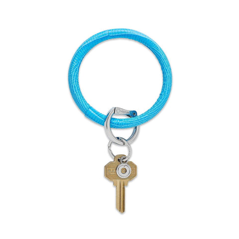 Peacock Lizard Leather Big O Keyring