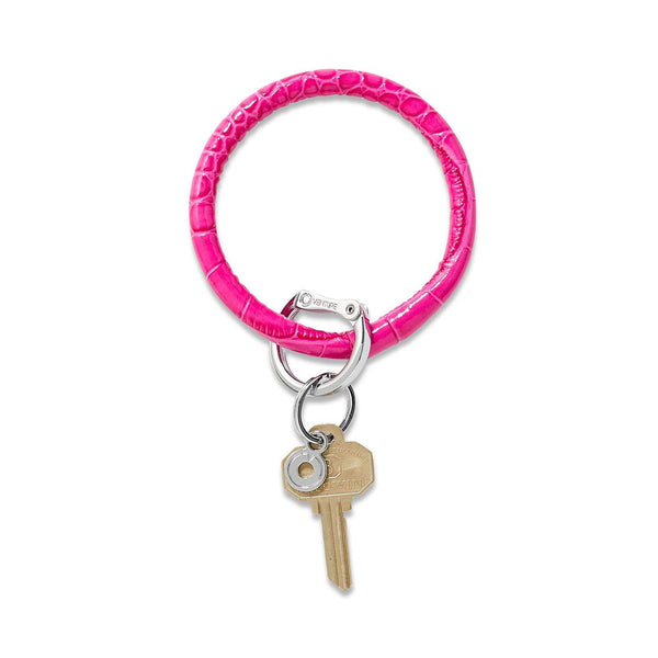 Pink Topaz Croc Leather Big O Keyring -FINAL SALE