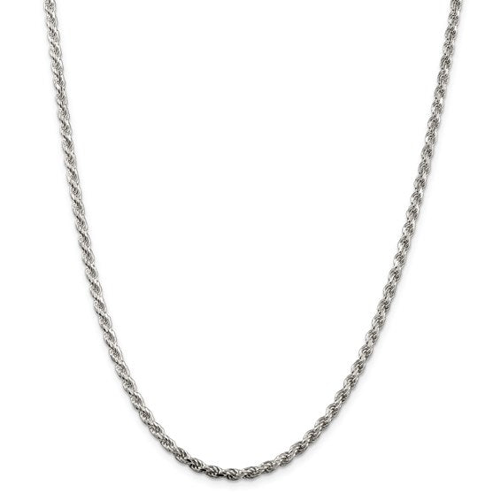 Sterling Silver 3mm Diamond Cut Rope Chain