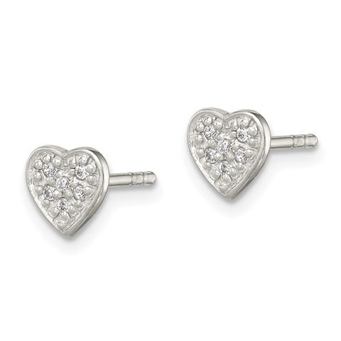 CZ Heart Stud Earrings