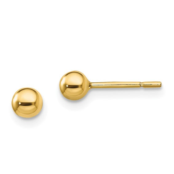 Gold Plated Ball Earrings with Push Backs