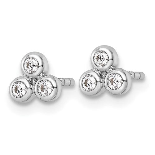 Trio Clear CZ Stud Earrings