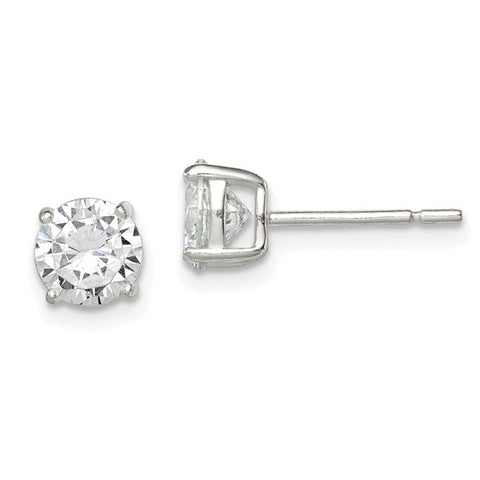 Round CZ Stud Earrings in Sterling Silver