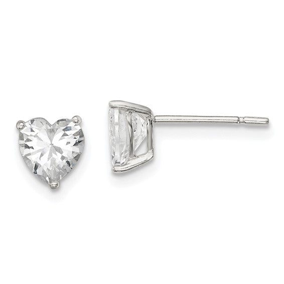 Heart CZ Stud Earrings