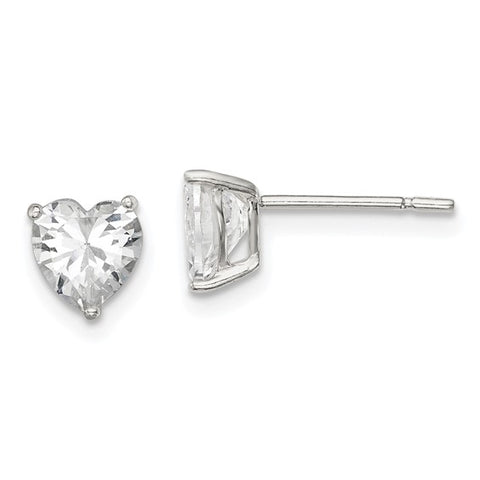 Heart CZ Stud Earrings