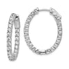 Sterling Silver Oval CZ In And Out Oval Hoop Earrings