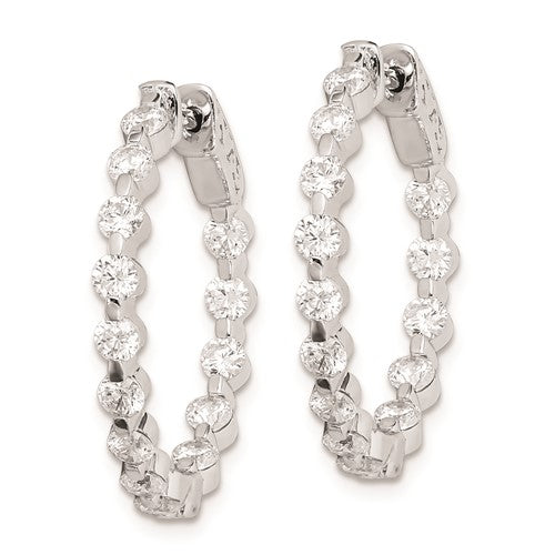 Medium Round CZ In & Out Hinged Hoop Earrings