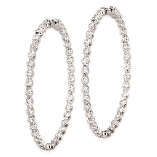 Large Round CZ In & Out Hinged Hoop Earrings
