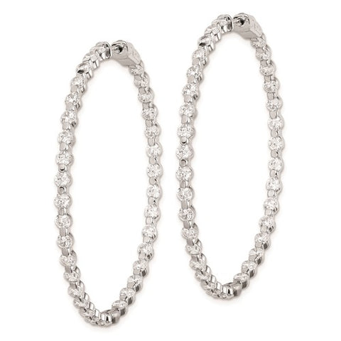 Large Round CZ In & Out Hinged Hoop Earrings