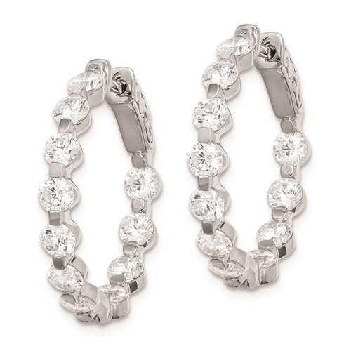 Medium Round CZ In & Out Hinged Hoop Earrings