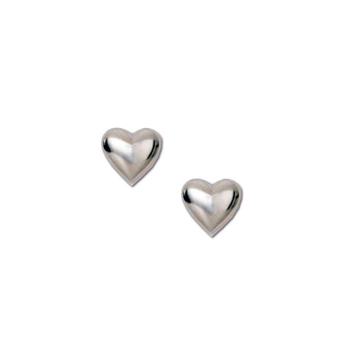 Sterling Silver Puff Heart Stud Screwback Earrings