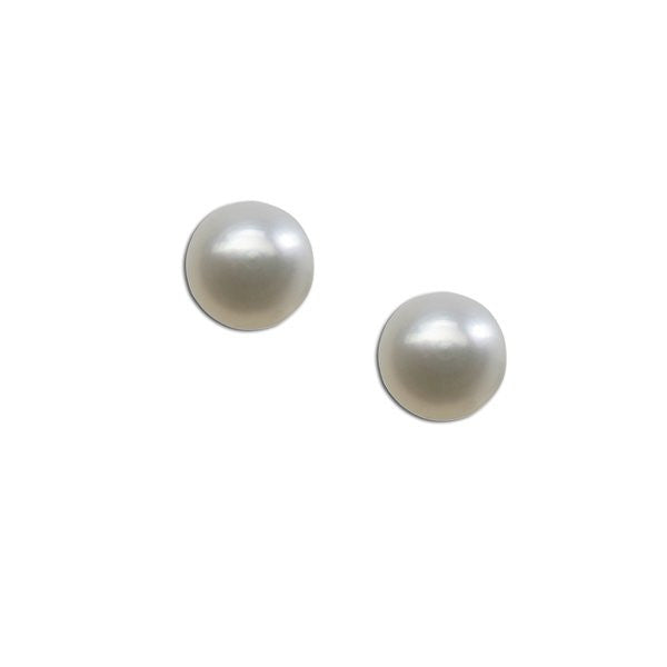 White Pearl Stud Earrings with Screwbacks
