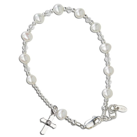 Sterling Silver Pearl Rosary Bracelet