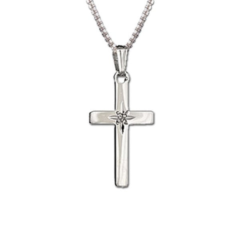 Cross Necklace | Sterling Silver & Diamond