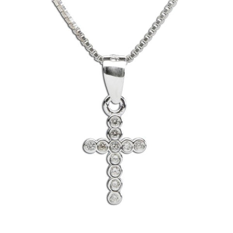 Sterling Silver CZ Cross Necklace