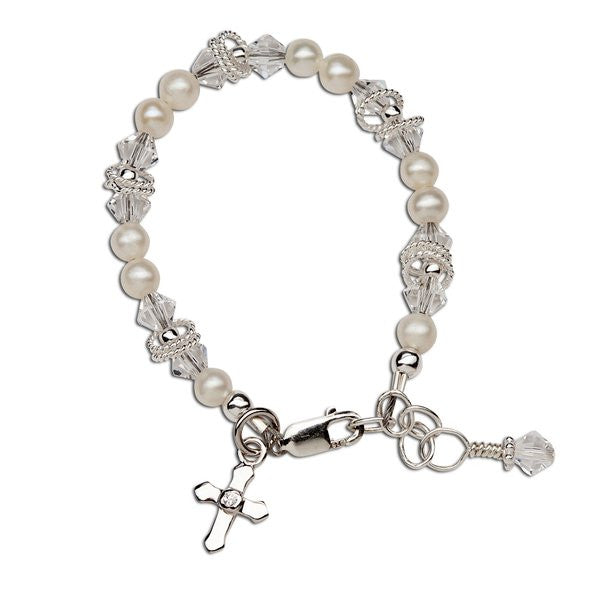 Krista Pearl & Crystal Sterling Silver Bracelet
