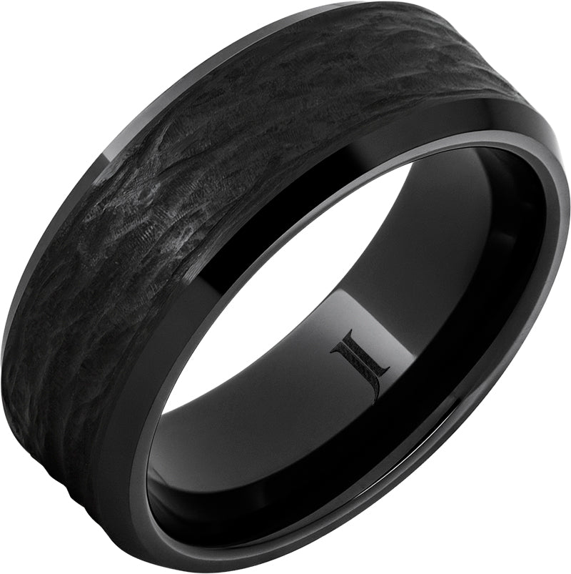 Hand Carved Bark Engraving- Black Diamond Ceramic