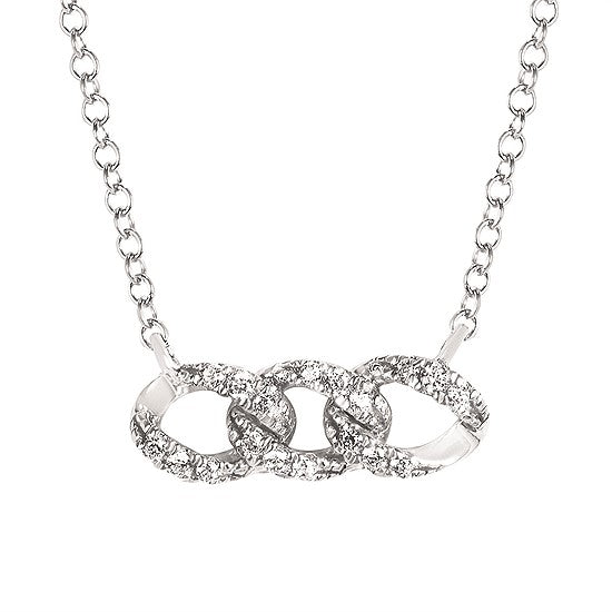 Chain Link Diamond Bar Necklace in Sterling Silver