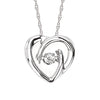 Sterling Silver Shimmering Diamonds Heart Pendant Necklace