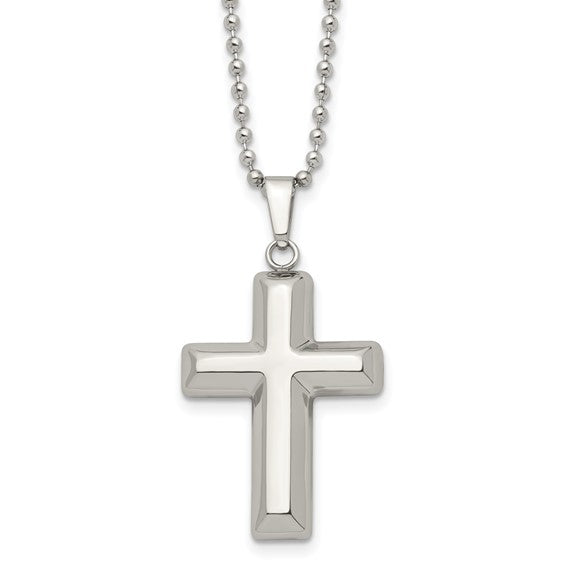 Stainless Steel Polished Hollow Cross Necklace | 22