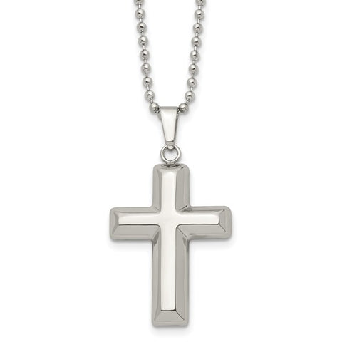Stainless Steel Polished Hollow Cross Necklace | 22