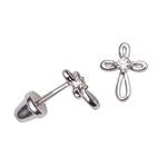 Sterling Silver Infinity Cross CZ Earrings