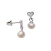 Sterling Silver Crystal Heart and Pearl Dangle Earrings