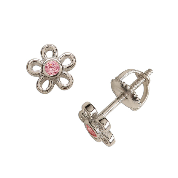 Sterling Silver Pink Daisy Earrings