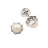 Sterling Silver White Pearl & CZ Button Earrings