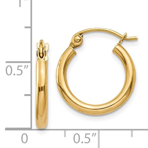 Gold 2MM Polished Hoop Earrings