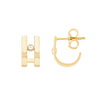 Diamond Bezel J Huggie Earrings