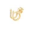 Gold Diamond J Huggie Earrings