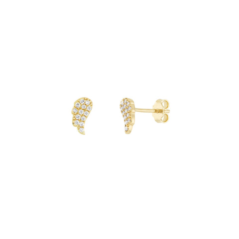 Pave Diamond Angel Wings Stud Earrings