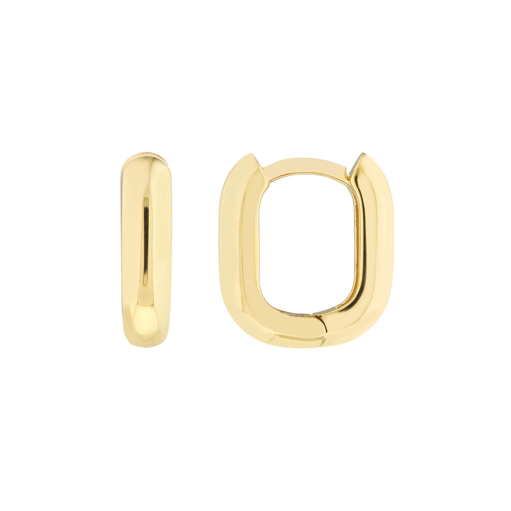 Oblong Polished Small Huggie Hoop Earrings
