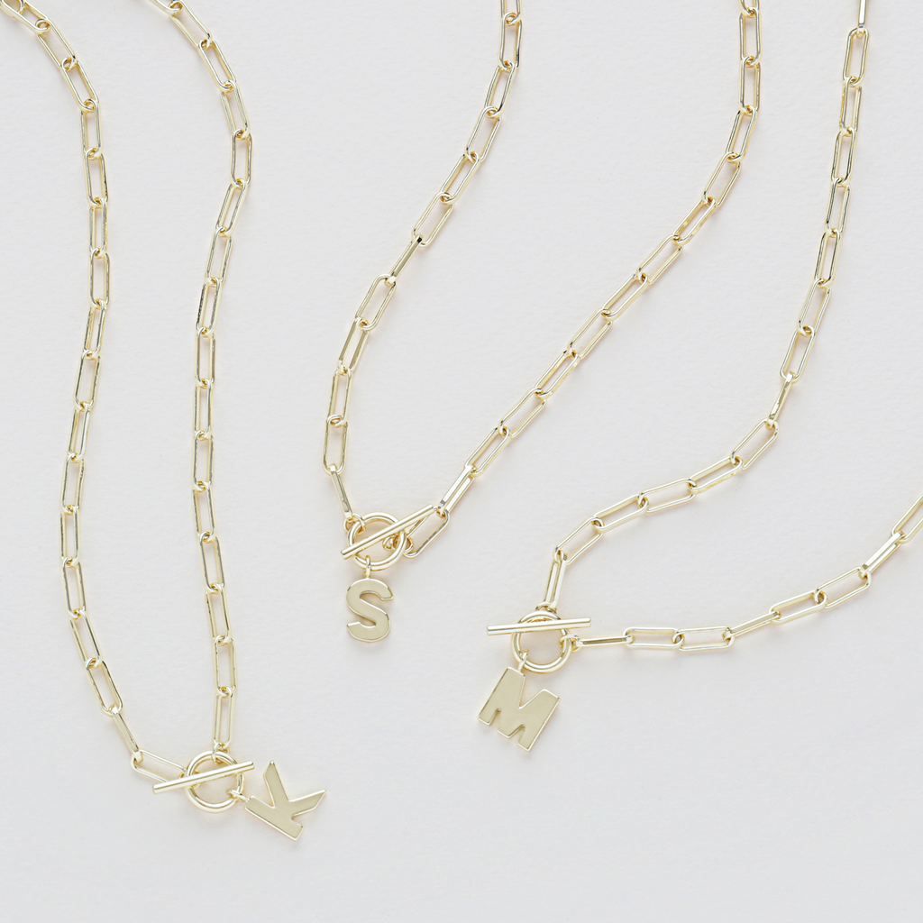 Toggle Initial Necklace in Gold