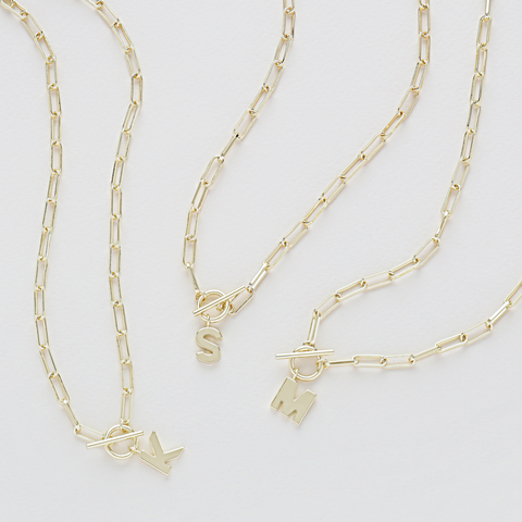 Toggle Initial Necklace in Gold