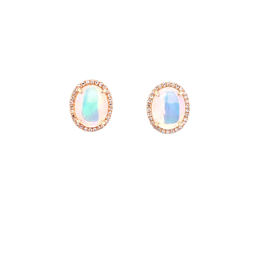 Opal Diamond Stud Earrings