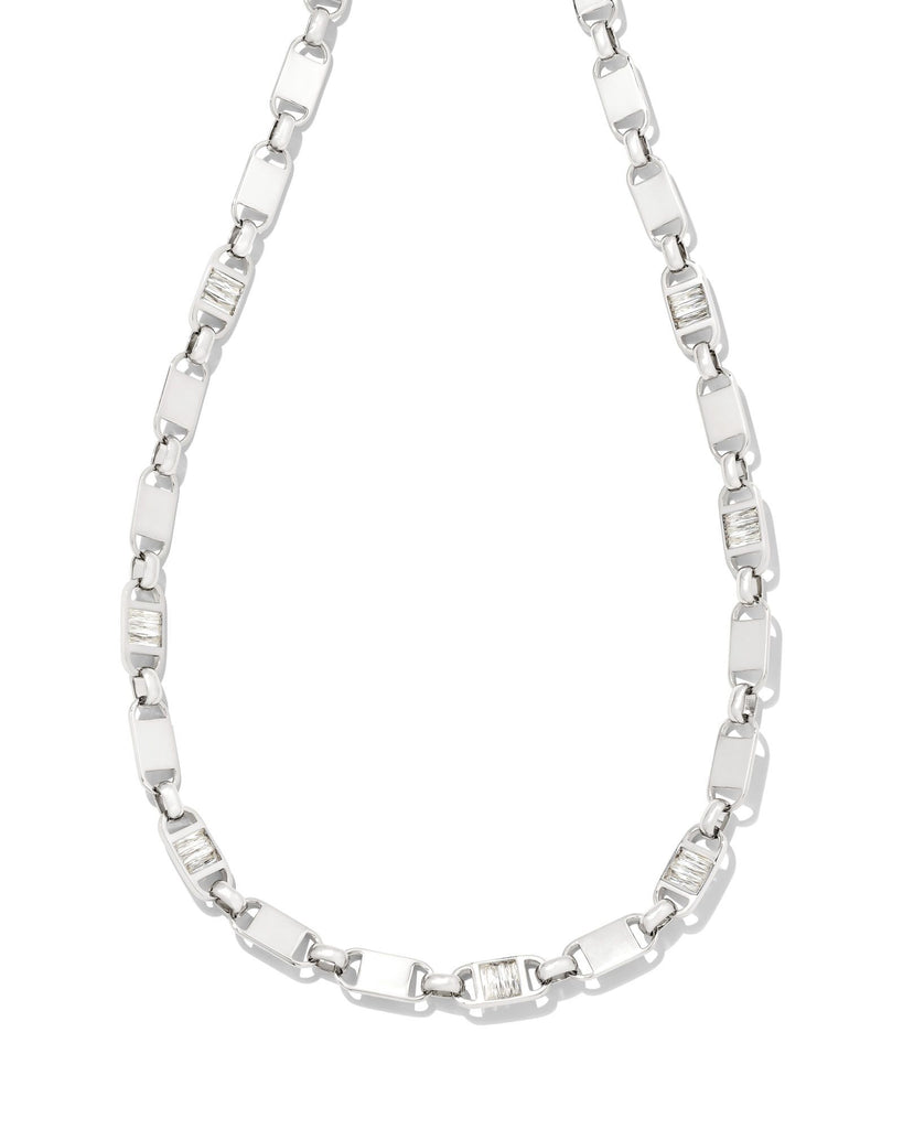 Jessie Chain Necklace in White Crystal