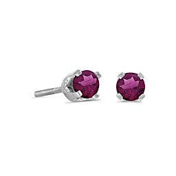 Genuine Birthstone Earring 3mm | 14k White Gold with Screw backs