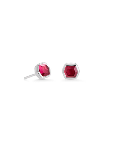 Davie Sterling Silver Stud Earrings in Red Garnet