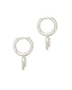 Ari Heart Silver Huggie Earrings in Ivory Mother of Pearl