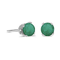 Genuine Birthstone Earring 4mm | 14k White Gold