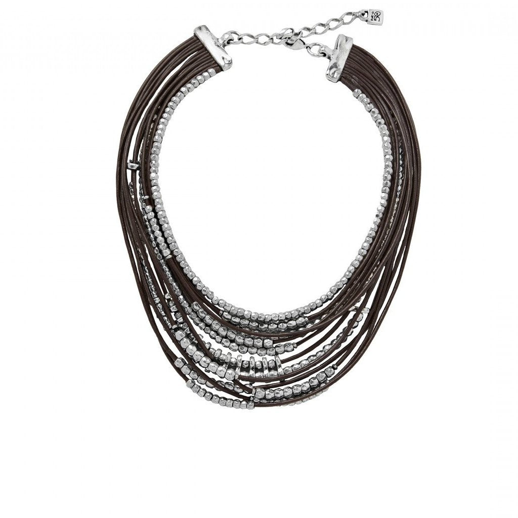 Omariba Leather & Silver Bead Necklace