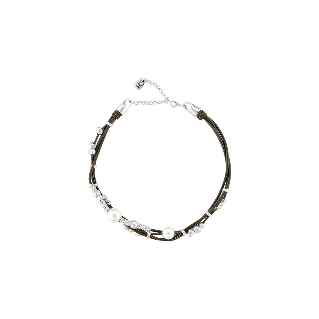 Vitamin Pearl, Silver & Leather Necklace
