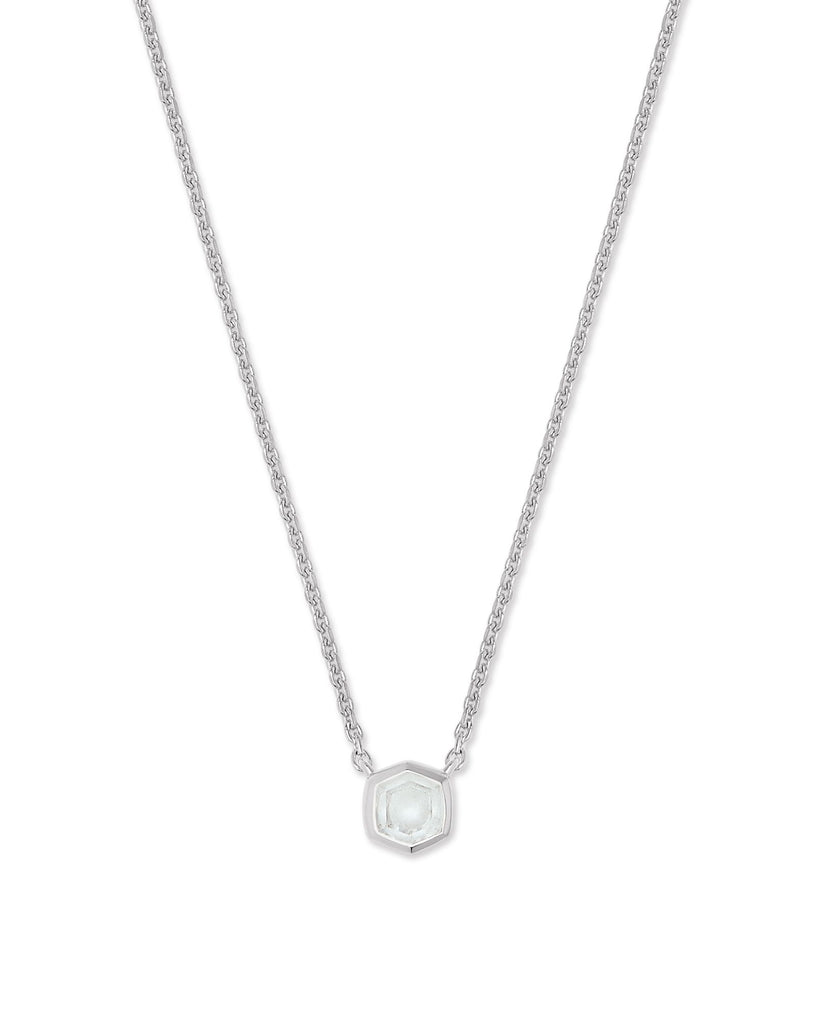 Davie Sterling Silver Pendant Necklace in Clear Rock Crystal