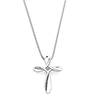 Sterling Silver Cross Pendant with Diamond