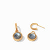 Fleur-de-Lis Hoop & Charm Earrings in Iridescent Slate Blue