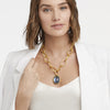 Fleur-de-Lis Statement Necklace in Iridescent Slate Blue