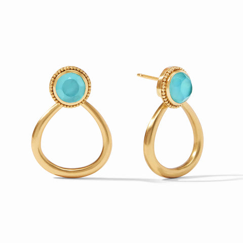 Flora Statement Earring Gold Iridescent Bahamian Blue